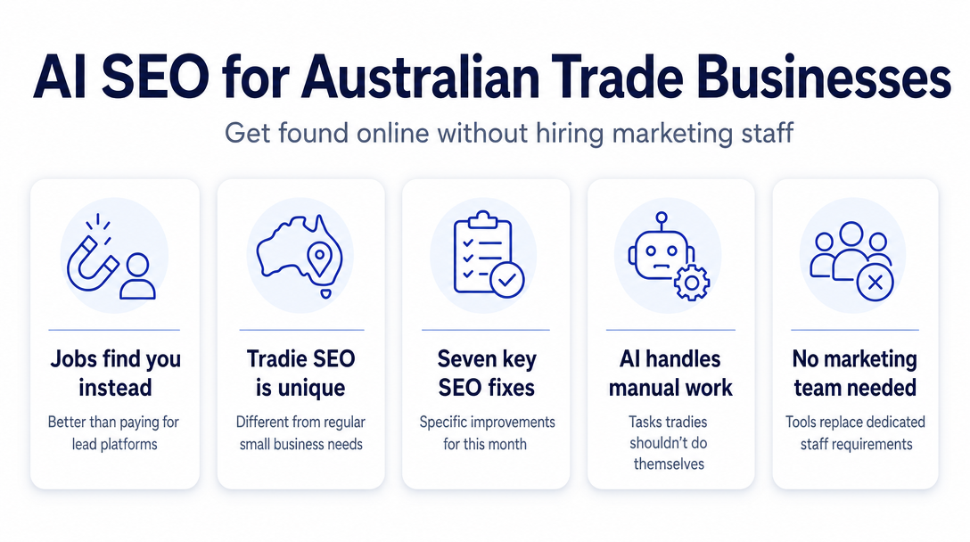 Illustration for the article: How Australian Tradies and Trade Businesses Can Use AI SEO to Get Found Online Without a Market