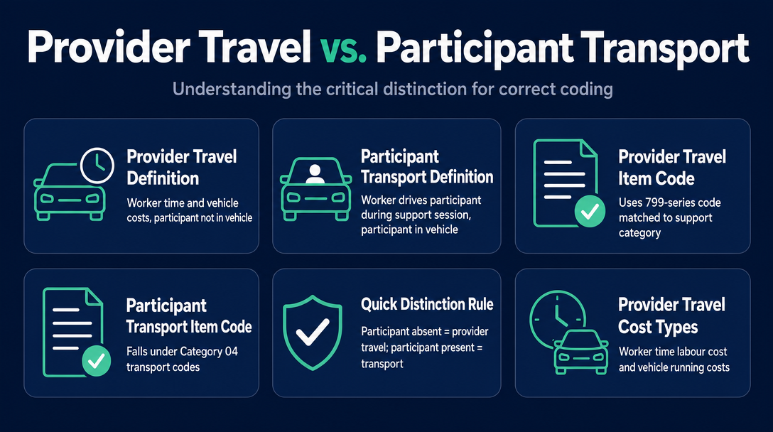 Infographic: Provider Travel vs. Participant Transport: The Distinction That Changes Your Item Code
